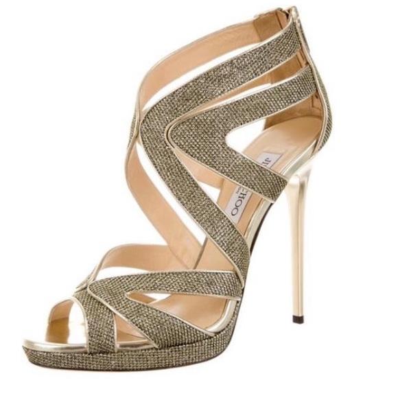 Jimmy Choo 247 Collar Lame Glitter Pumps Sandals - Picture 5 of 9